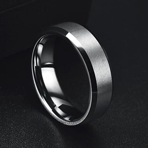 King Will Silver 6Mm Wedding Band For Men Tungsten Carbide Ring Comfort Fit Beveled Edges 11 #TOP2