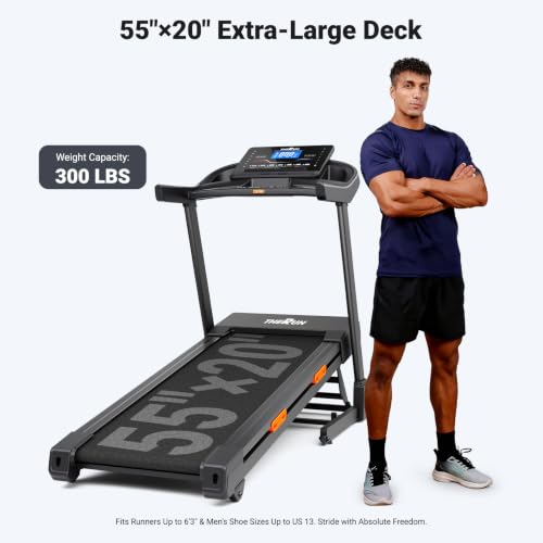 Image of THERUN 20% Auto Incline Treadmill, 12 MPH and 3.5 HP Motor, 55 inch x 20 inch Large Running Belt with Advanced Console, All-in-One Foldable Treadmills for Home with Incline for Intensive Workout