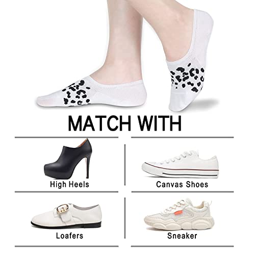 Womens Girls Cute No Show Socks Novelty Funny Crazy Leopard Print Patterned Low Cut Socks Colorful Design Casual Cotton Non Slip Footie Invisible Short Liner Socks New Year Socks Women, 5 Pack-Leopard #TOP6