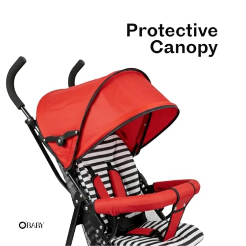 Image of OBABY Stroller with Reclining Seat, Adjustable Canopy, Safety Harness, Smooth Wheels, Compact Folding Design (Foldable-Grey)