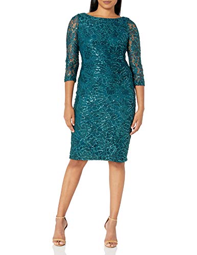 Jessica Howard Women's 3/4 Sleeve Side Tucked Sheath Dress, Teal, 6 at  Amazon Women's Clothing store