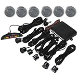 Rückwärtsradar-Monitor, automatischer Alarm, laut, 6 Sensoren, Parksensor, Rückfahrlicht, Display, Autoradar-Detektor, Parkplatz, Rückfahrradar, Grau