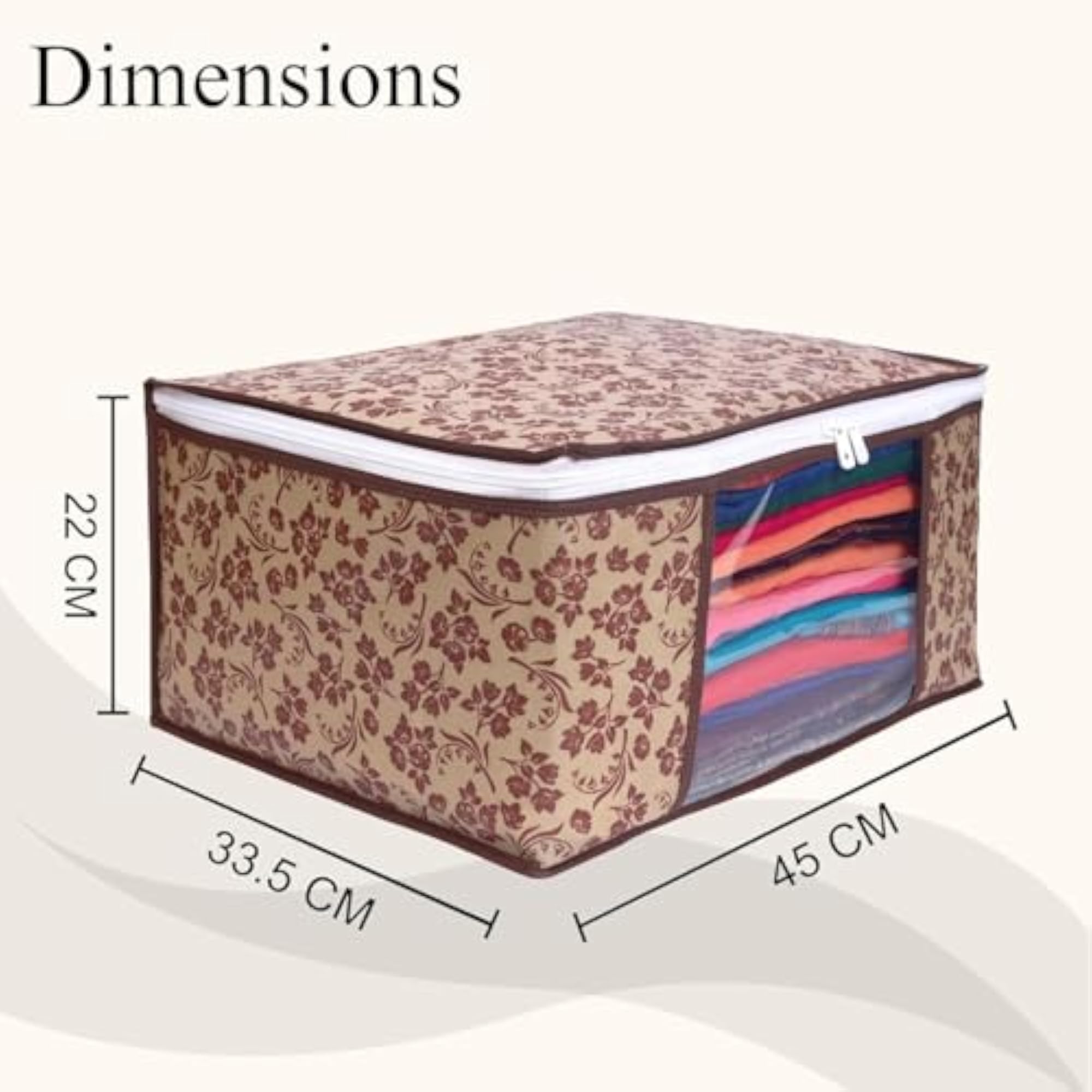 Saree Covers with Zip, Non-Woven Printed Organizer for Wardrobe Storage