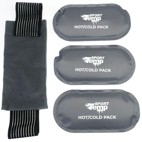 Hot & Cold Reusable Gel Packs (3 Packs + Adjustable Strap) Flexible Soft Compress - Ice & Heat Therapy for Injuries, Back, Shoulder, Hip, Knee, Joint Pain, Swelling, Bruises, Post Surgery - Sport Temp