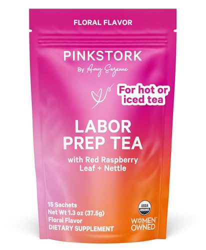 Pink Stork Organic Labor Prep Tea - Red Raspberry Leaf with Chamomile and Rosehip, Pregnancy Must