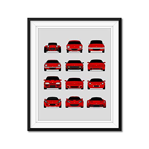 Lotus Generations Inspired Poster Print Wall Art Handmade Decor of the History and Evolution of Lotus Cars (Elise, Esprit, Exige, Evora, Evija, Elan, Europa)