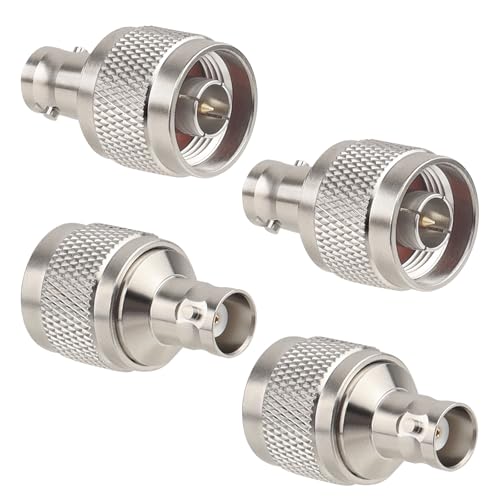 MOOKEEF 4 Pack N Male to BNC Female Connector Adapter N Type to BNC Coax Connector 50 Ohm