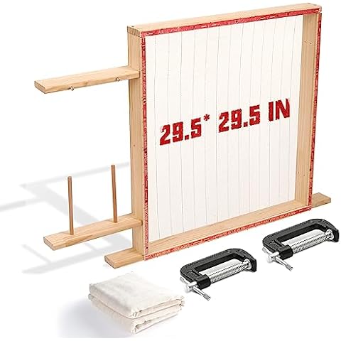 Riiai Tufting Frame, Rug Tufting Frame, 29.5” x 29.5” Tufting Frame for Rug Making, Wooden Tufting Frame Rug Making Supplies for Tufting Gun, Table Stand Frame CarpetTools(29.5” x 29.5”) Cover