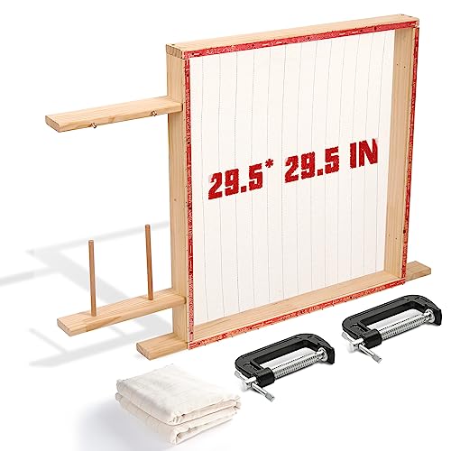 Riiai Tufting Frame, Rug Tufting Frame, 29.5” x 29.5” Tufting Frame for Rug Making, Wooden Tufting Frame Rug Making Supplies for Tufting Gun, Table Stand Frame CarpetTools(29.5” x 29.5”)