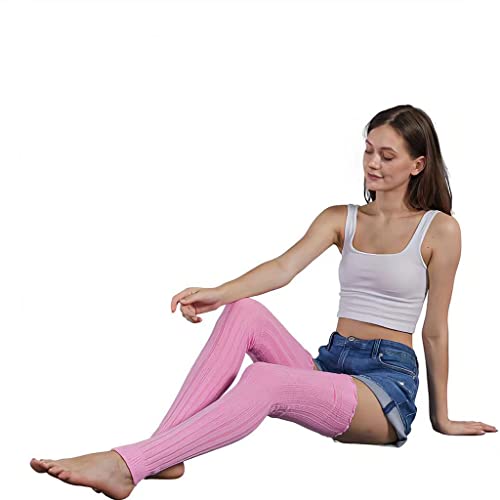 Women Ribbed Knit Leg Warmers Winter Warm Ruffled Over Knee Thigh High Socks