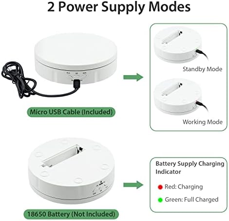 Mcbazel 360 Degree Rotating Display Stand for Photography 360° Electric Rotating Turntable Motorized Rotating Stand Display Table for Display Jewelry, Watches, Digital Products - 5.7 Inch(White)
