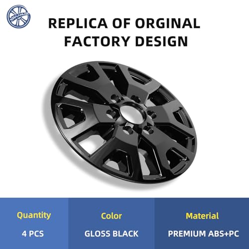 Paanlok 17 Inch Gloss Black Wheel Skins for 2024 2025 2026 Toyota Tacoma SR5, Fits OEM Alloy Wheel #42611-AK011, Snap-On ABS Wheel Covers 4-Pack by PAANLOK - Used condition - Image 6