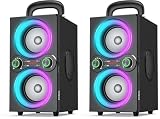 TPBEAT Bluetooth Lautsprecher, 80W Wireless Bluetooth Box Musikbox Groß, Bass Boost, with Licht, 100dB Huge Sound TWS Stereo Party Soundbox, mit Mikrofon Eingang/USB/TF/AUX (Packung mit 2)