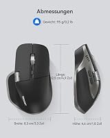 TECKNET Bluetooth kabellose Maus(BT 5.3/5.0+2,4G), Seitliches Mausrad, Superschnelles Scrollen, Wiederaufladbare Ergonomische, Maus Silent Mouse 4800 DPI, 7 Tasten, für Mac OS,Windows, Grauschwarz – Ansicht 5