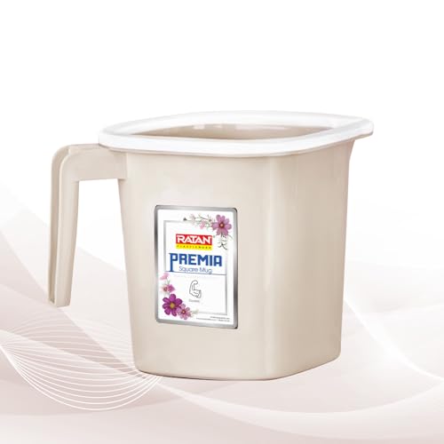 Image of RATAN PLASTICWARE Premia Bathroom Set (Bucket 18L X 1) + (Mug 1.5L X 1) + (Small Stool X 1) - Desert Rose|Light Weight and Easy to Carry|Perfect for Use in Bathrooms, Kitchen & Wet Utility Areas