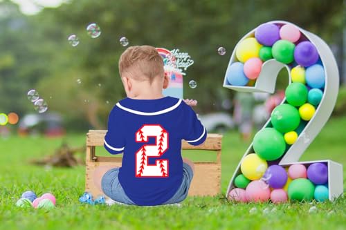 Mowbeat Toddler Baseball Jersey 2 Year Old Boy Birthday Shirt 2 Baseball Birthday Short Sleeve Button Shirts3