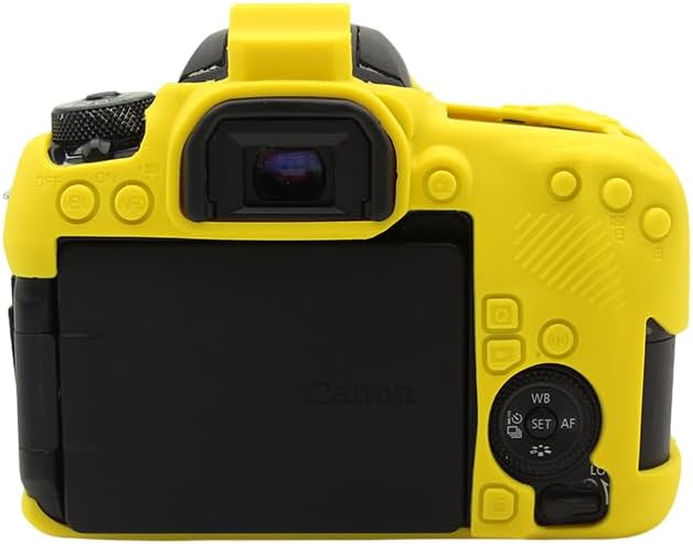 Camera Case for Canon EOS 77D - Protective Silicone DSLR Skin Cover, Detachable Cage, Shockproof, Dustproof (Yellow)