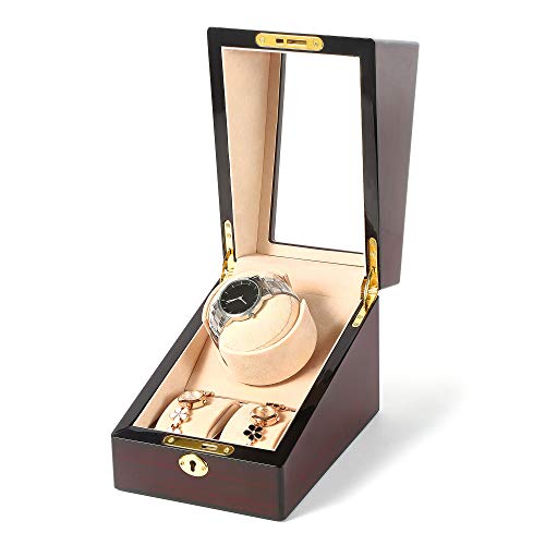Kendal Single Watch Winder Case, Wood Watch Turner Box, Automatic Watch Spinner with 2 Storage Case and Reliable Quality Japanese Motor