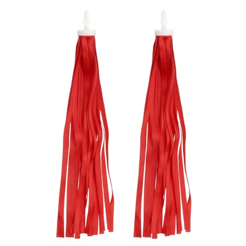 PATIKIL Bike Streamers, Colorful Scooter Handlebar Tassels Grips Ribbon Accessories Decorations for Bicycle Tricycle Handles, Red