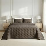 BL BELUM | Colcha Bouti Lisa Acolchada de Microfibra Extrasuave Color Marrón Oscuro Cama 200 (300x280 cm)| Fabricado en España
