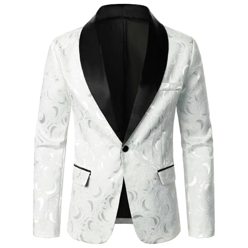 Men Suit Coat Rose Pattern Bright Fabric Contrast Color Collar Party Design Causal Slim Fit Men Blazer2