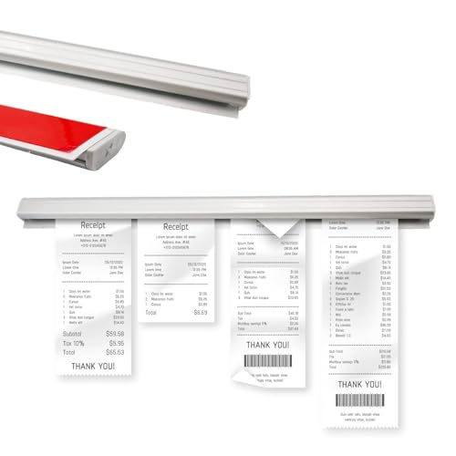 KKLM 伝票ホルダー オーダークリッパー 書類整理ツール 穴あけ不要/両面テープ固定 レジ・キッチン用 (50cm) 頑丈クリップ式 業務向け 簡単設置 スリム設計 調理場・店舗収納に最適 繰り返し使用可能 滑り止め加工