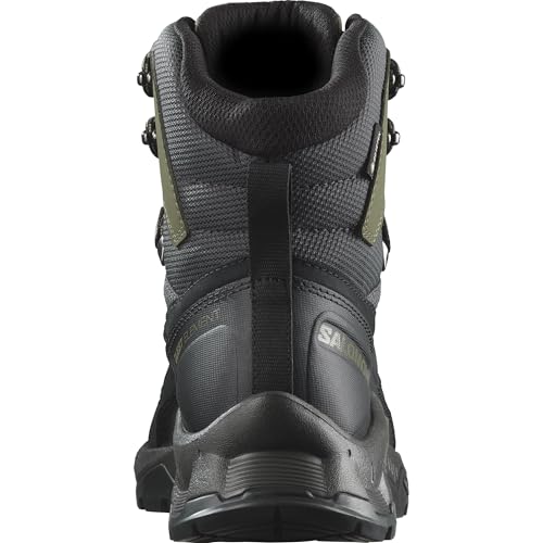 Salomon Men’s Quest Element Gore-Tex, Waterproof Neutral Leather Hiking Boots - Black/Deep Lichen Green/Olive Night - 8.5