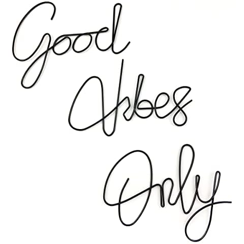 Good Vibes Only Wall Decor Signs Metal Letters Wall Decor Inspirational Wall Decals for Room Office Home Wall, 9x6 Inches Cover