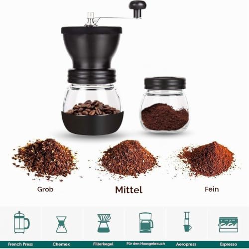 Foto von PARACITY Manuelle Kaffeemühle,320ml Keramikmahlwerk mit 2 Glasbehältern