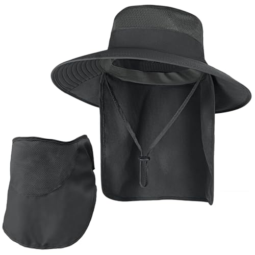 Sun Hats for Men Women Fishing Hat UPF 50+ Face Cover Wide Brim Bucket Hats Summer UV Protection Safari Hat with Neck Flap by ZOORON - Used condition - US$13.36