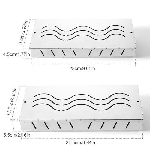 Cajas para ahumar para barbacoa, 2 cajas para ahumar carne de acero inoxidable con tapa abatible, mejora el sabor de la parrilla para los amantes de la barbacoa con accesorios para barbacoas - imagen 6