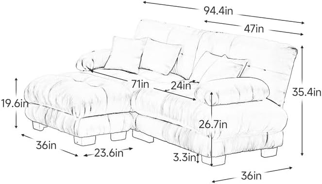 Stylish Cloud Loveseat Sofa, Chenille Tufted Deep Seat Sectional Couch, 2-Seater Comfy Love Seat Sofa Couch with Pillows for Living Room Apartment Small Space, Blue