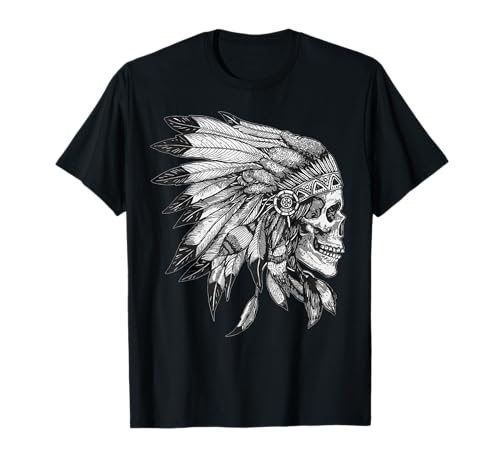 American Motorcycle Skull Native Indian Eagle Chief T-shirt vintage, Preto, S