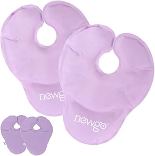 NEWGO Breast Ice Pack for Breast Surgery, 2 Pack Nipple Ice Packs Breastfeeding Ice Packs Reusable for Nursing Mother, Hot Cold Therapy Breast Gel Pack with Washable Cover(Purple)