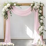 Socomi Wedding Arch Draping Fabric 1 Panel 29' x 19Ft Blush Pink Sheer Chiffon Curtain Drapes 6 Yards for Wedding Ceremony Birthday Party Decoration