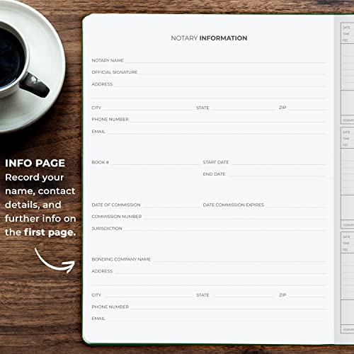 Clever Fox Notary Journal – Notary Public Journal Of Notarial Acts – Hardcover Notary Log Book – Notary Supplies – 612 Record Entries, Numbered Pages, Hardcover, 8.5X11″ (Dark Green) #TOP3