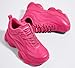 LUCKY STEP Women's 90s Chunky Sneakers Fashion Platform Casual Thick Dad Rave Walking Shoes(Fushia PU,10 B(M) US)