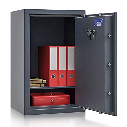 Secureo Wertschutzschrank Grad 1 EN 1143-1 Osprey 5 | H800xB500xT420 | Doppelbartschloss mit 3 Schlüssel | ECB-S Zertifiziert | passend für A4-Ordner | 1 Fachboden | 100 kg Cover