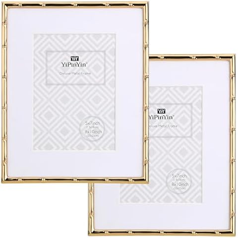 YiPinYin 8x10'' Bamboo Gold Frame Set Cover