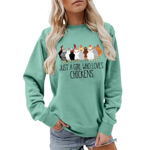 Image of Womens Fashion Graphic Sweatshirts Winter Fall Cute Tops Thin 2026 Green