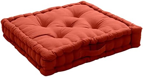 Floor Cushion with Handle 50 x 50 x 10 cm Cotton, natural