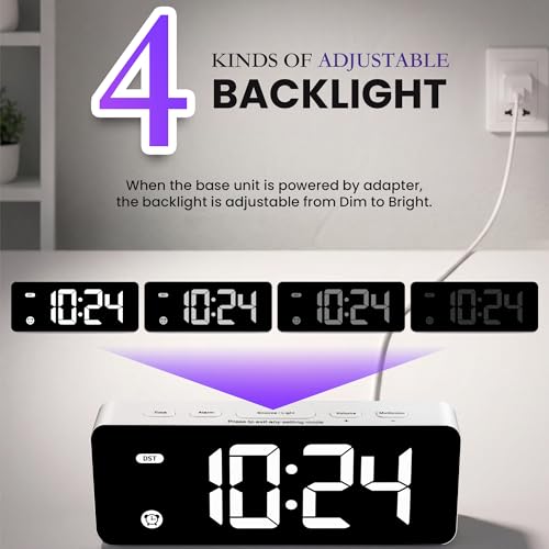Image of HODIK Alarm Clock for Kids Bedrooms, Small Digital Clock, 4 Dimmable Backlight, 3 Adjustable Volumes with Snooze Function (White)
