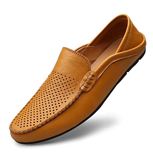 Zapatos de verano para hombre: mocasines transpirables de cuero y suela antideslizante