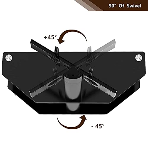 TAVR Glass Floor TV Stand with Swivel Mount and Height Adjustable for 32 37 42 47 50 55 inch Plasma Flat or Curved Screen TVs 2-Tier Tempered Glass Universal Media Storage Stand Black - Thumbnail 5