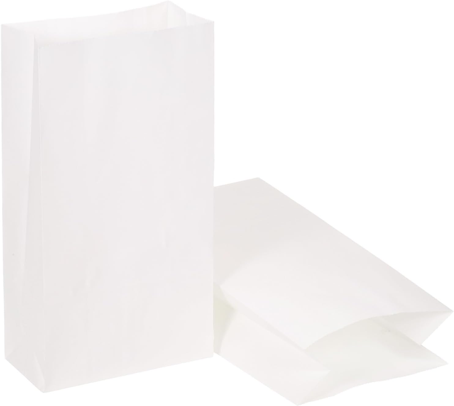 PATIKIL Party Favor Bag, 50 Pcs 8.7x2.4x4.7 Inch Mini Paper Candy Bags Gift Treat Celebration Halloween Goody Birthday Wedding Party with Stickers, White