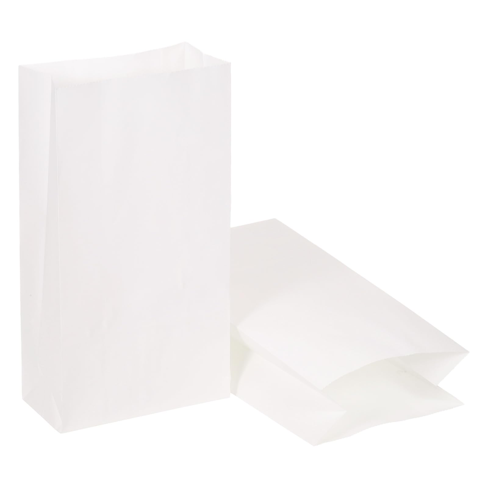 PATIKIL Party Favor Bag, 50 Pcs 12cm x 6cm x 22cm Mini Paper Candy Bags Gift Treat Celebration Halloween Goody Birthday Wedding Party with Stickers, White