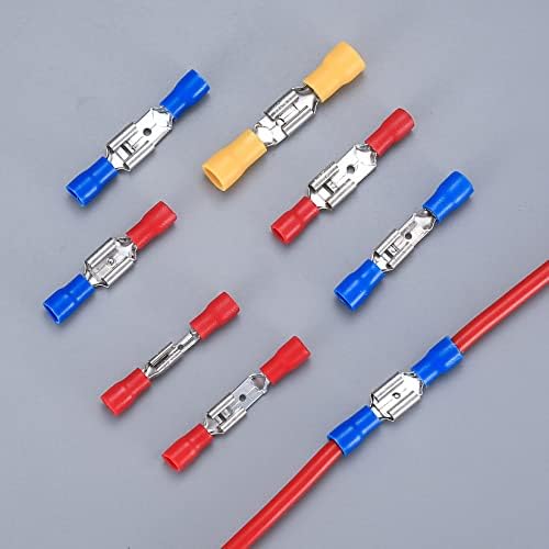 350 Pcs Electrical Crimp Connectors, Insulated Electrical Ring/Male/Female/Bullet Butt Splice Cable Wire Terminal Connectors, 2.8mm /4.8mm/6.3mm Male/Female Insulated Terminals
