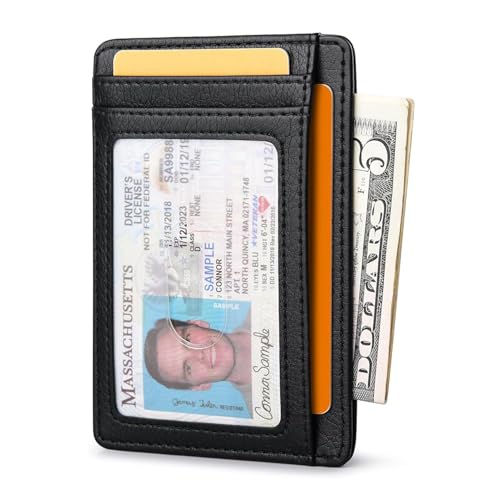 RFID Blocking Slim Leather Wallet - Front Pocket Minimalist Design for Men & Women Cross Plain black2