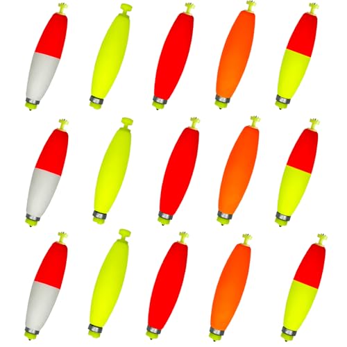 Bnqoe - 15 PCS Fishing Bobbers Floats EVA Foam Weighted Bobbers Snap-On Peg Floats Multicolored Fishing Floats Saltwater for Bass Trout Crappie (B: 15 Pcs EVA Floats) - -33%