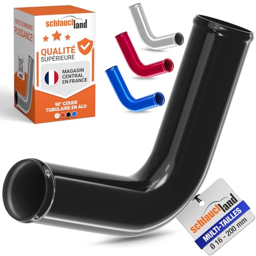 90° Degré TUBE COUDE ALUMINIUM EXT-Ø 25mm noir TUYAU coloré polie | SÉLECTION COULEURS & TAILLES | Alu Conduite Durite Universel Eaux Air Liquide Turbo Radiateur Intercooler T-6063 EN